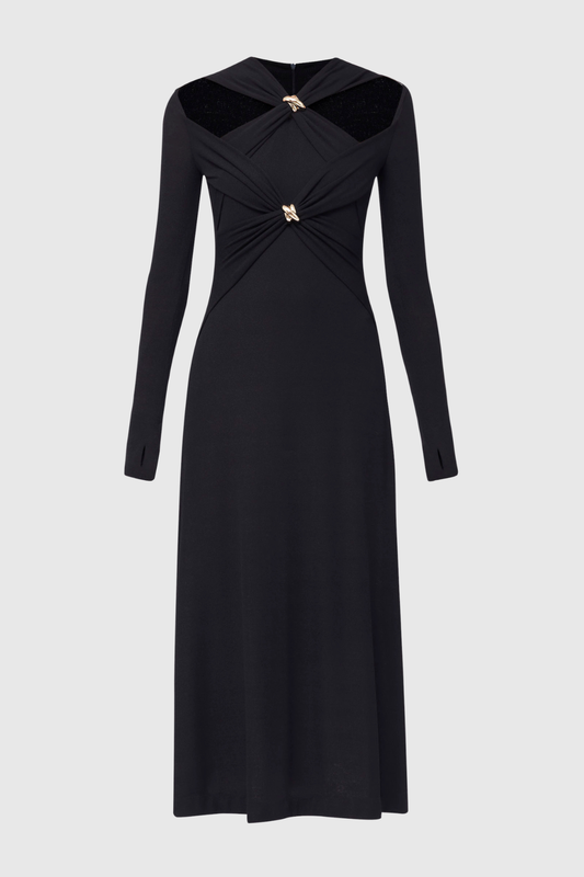 Maryam Cross Maxi Dress in Black