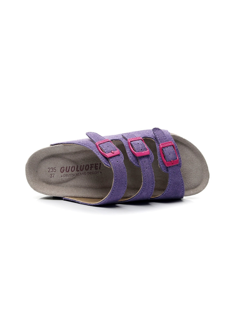 Maibulun | Lilac Triple-buckle Suede Upper Sandal