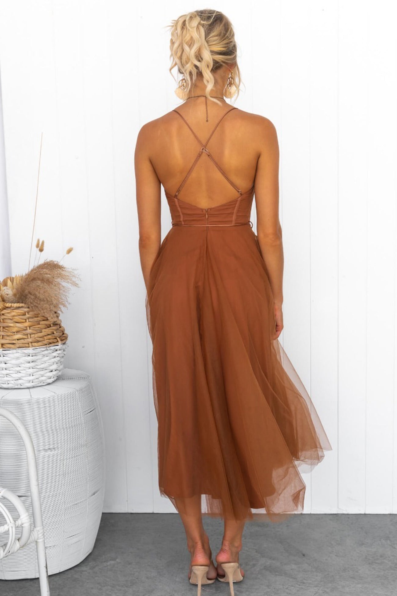 Mesh Corset Lace-up Cami Dress