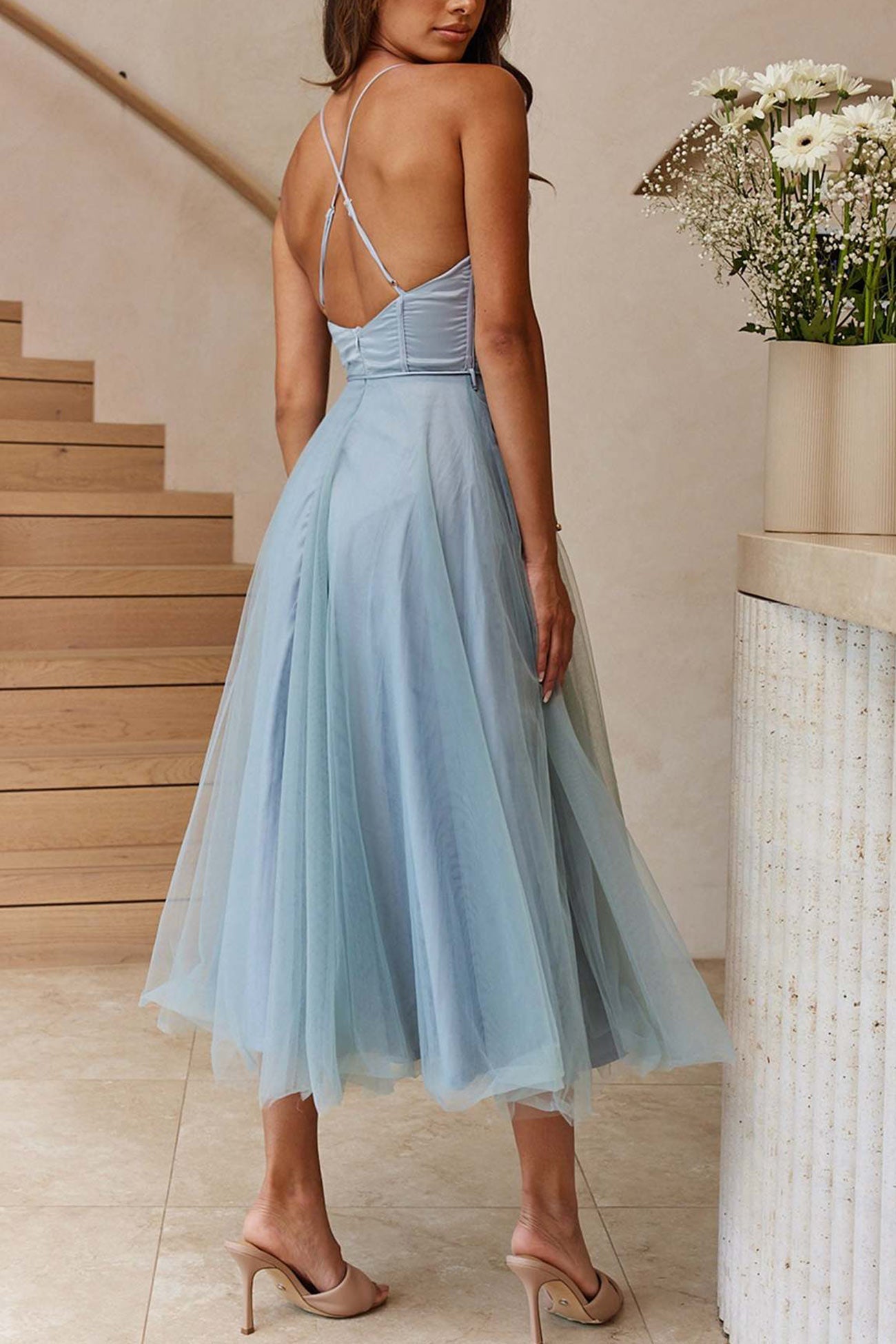 Mesh Corset Lace-up Cami Dress