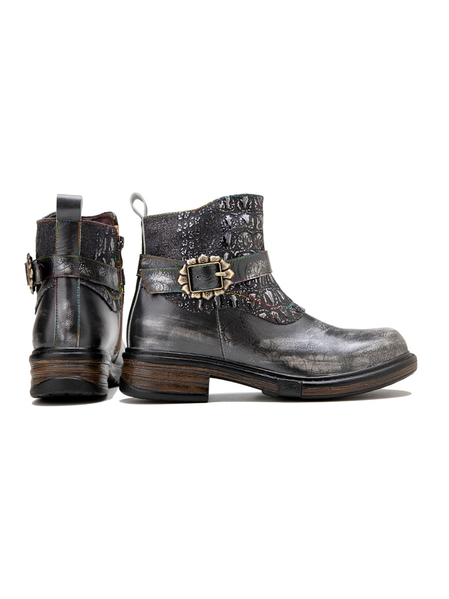 Soffia | Meteorite Embossed Leather Chelsea Boot