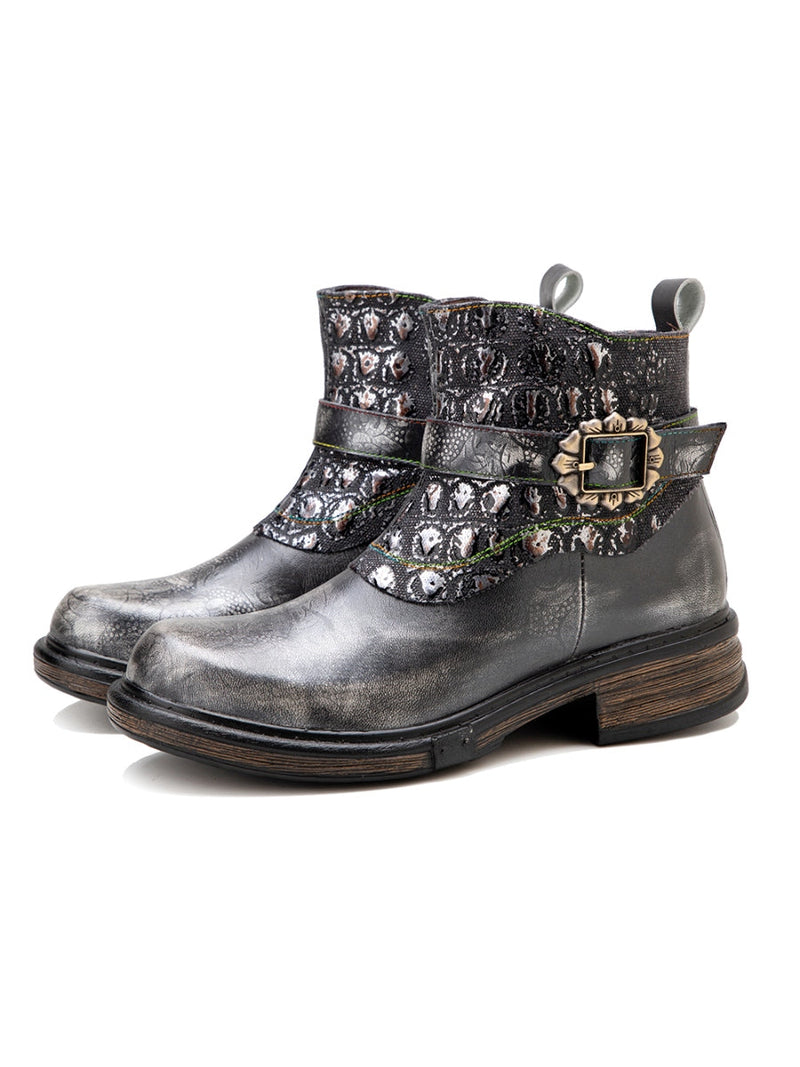 Soffia | Meteorite Embossed Leather Chelsea Boot