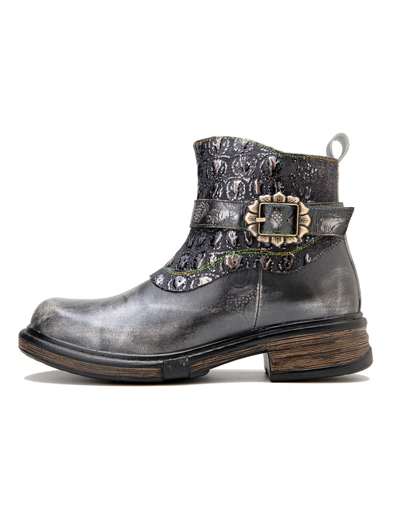 Soffia | Meteorite Embossed Leather Chelsea Boot