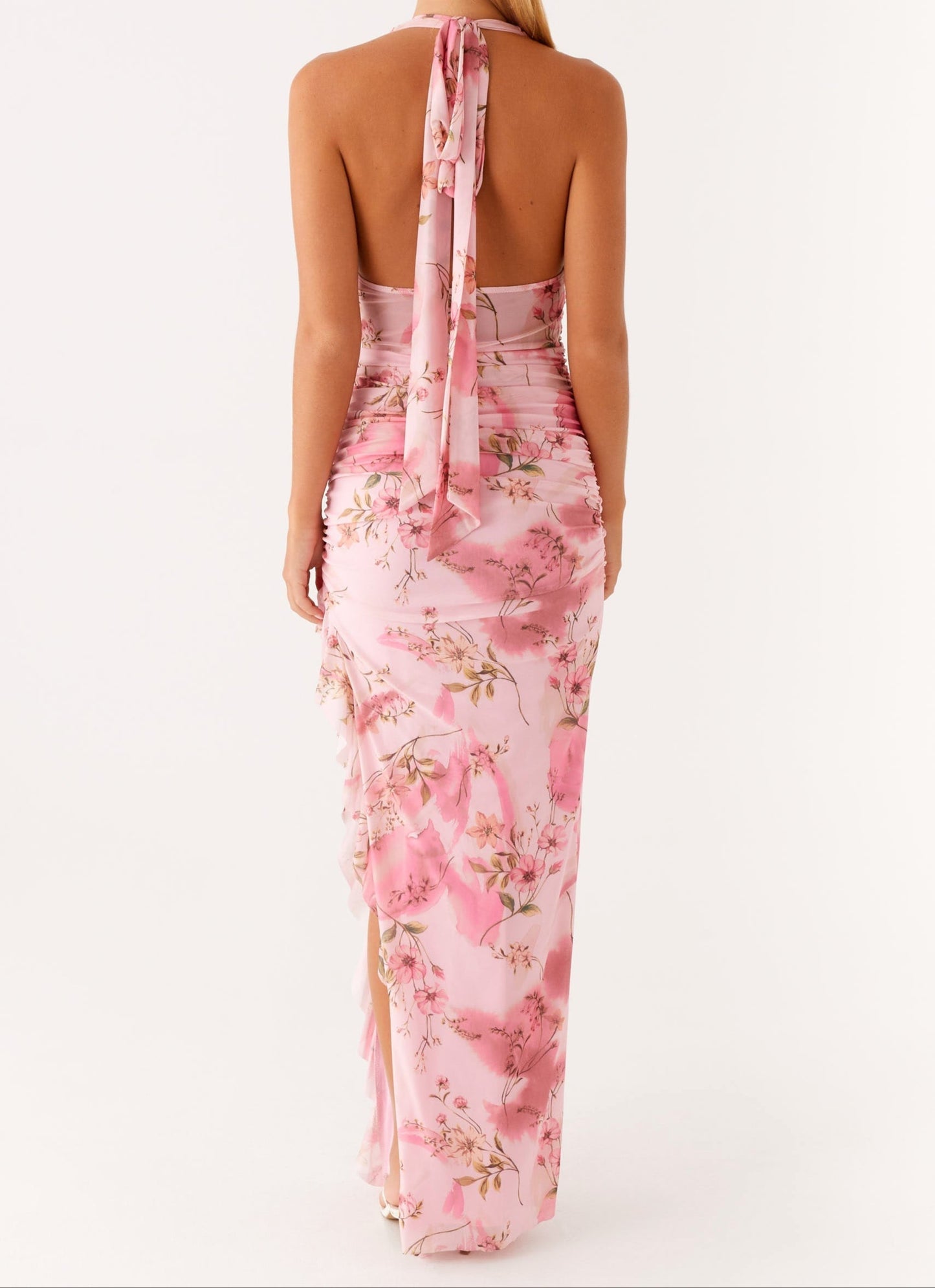 Elena Halter Maxi Dress - Pink Print