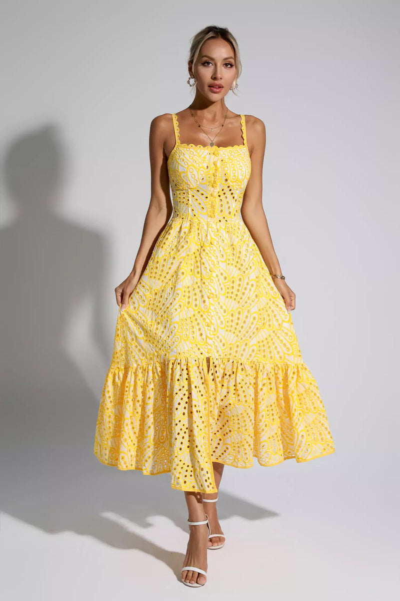Michelle Printed Maxi Dress-yellow