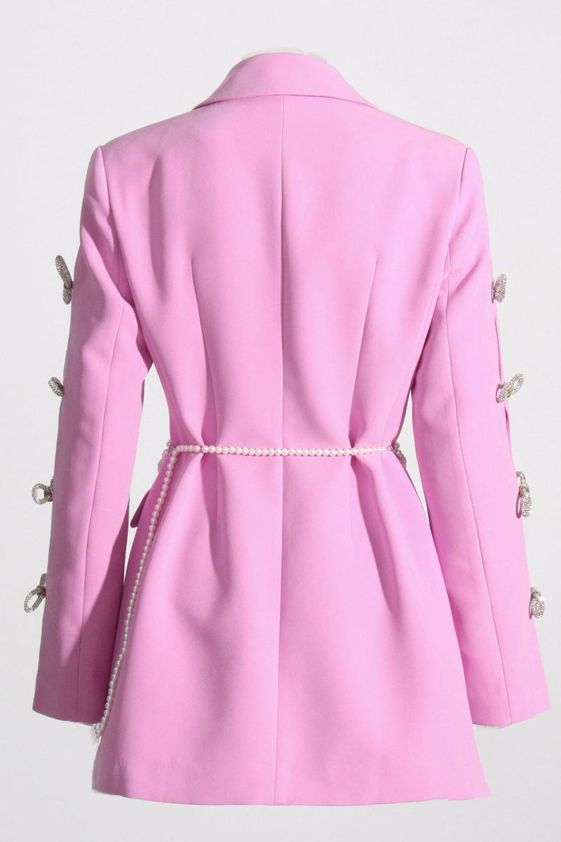 Milena Bow-detail Pearl Belted Blazer Dress