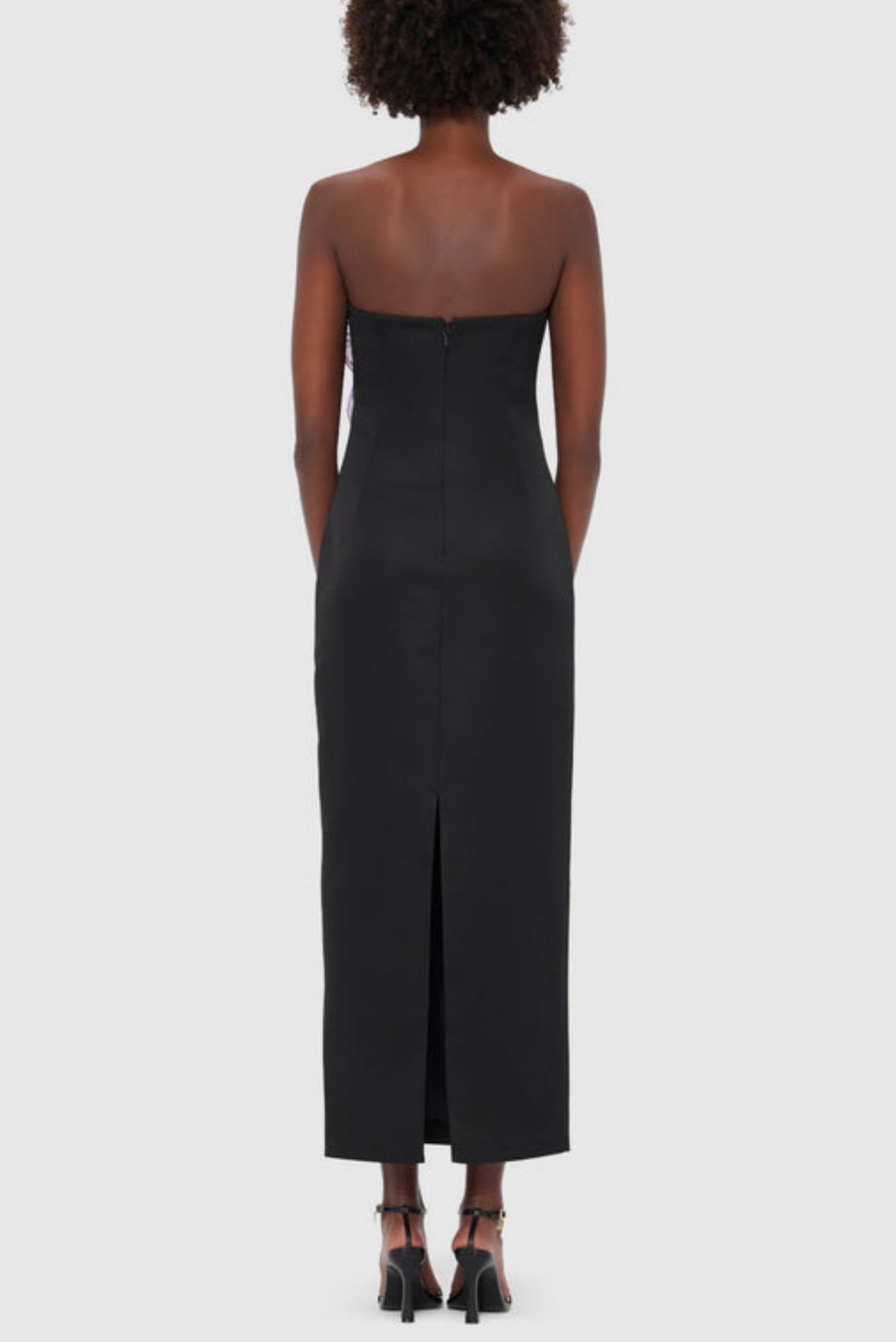 Mimoza Appliqué Strapless Midi Dress - Black