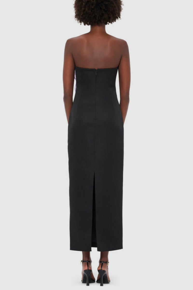 Mimoza Appliqué Strapless Midi Dress - Black