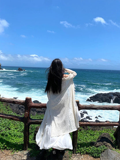 Minimalist White Spaghetti Strap Maxi Dress _ Island Getaway Look