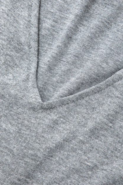 Mio Grey V-neck Sleeveless Maxi Dress and Hooded Crop Sweatshirt Set
