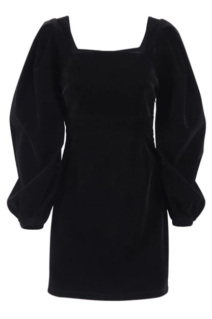 Janice Puff Sleeve Velvet Mini Dress