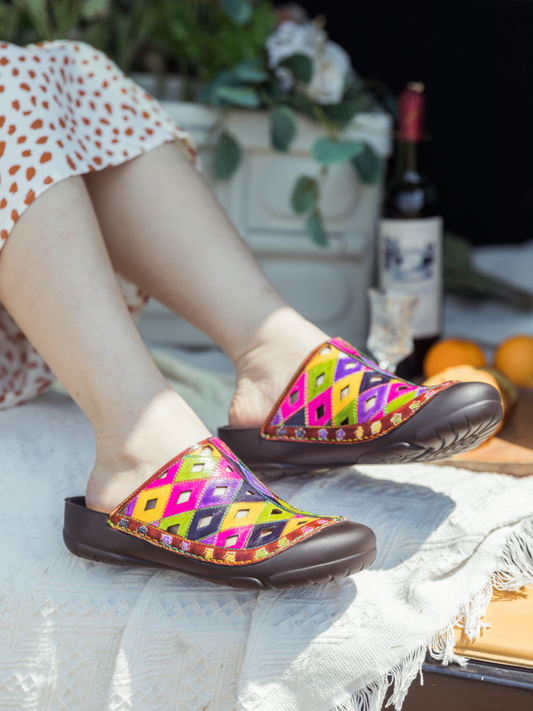 Soffia | Diamond Hole Cut-out Leather Sandal