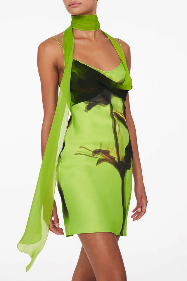 Lesley Print Draped Scarf Mini Dress
