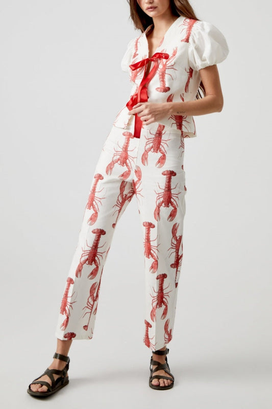 Lobster Print Straight Pants-set