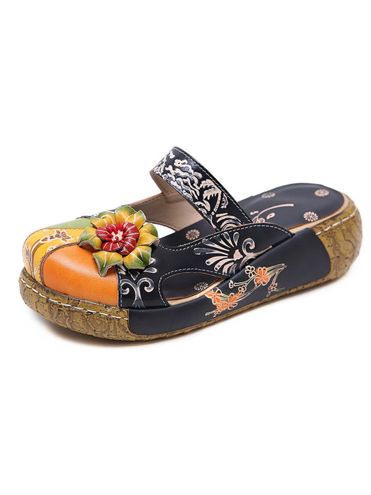Soffia | -applique Leather Platform Sandal