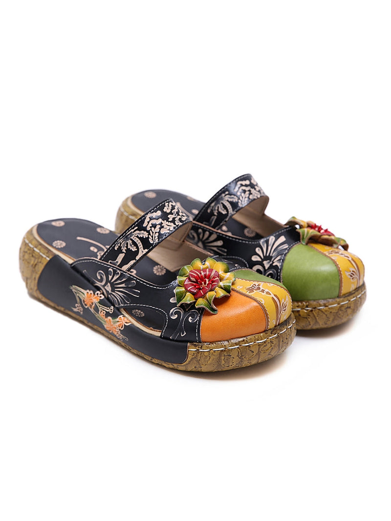 Soffia | -applique Leather Platform Sandal