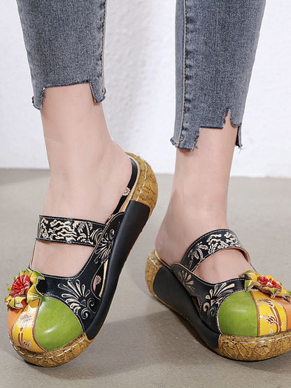 Soffia | -applique Leather Platform Sandal