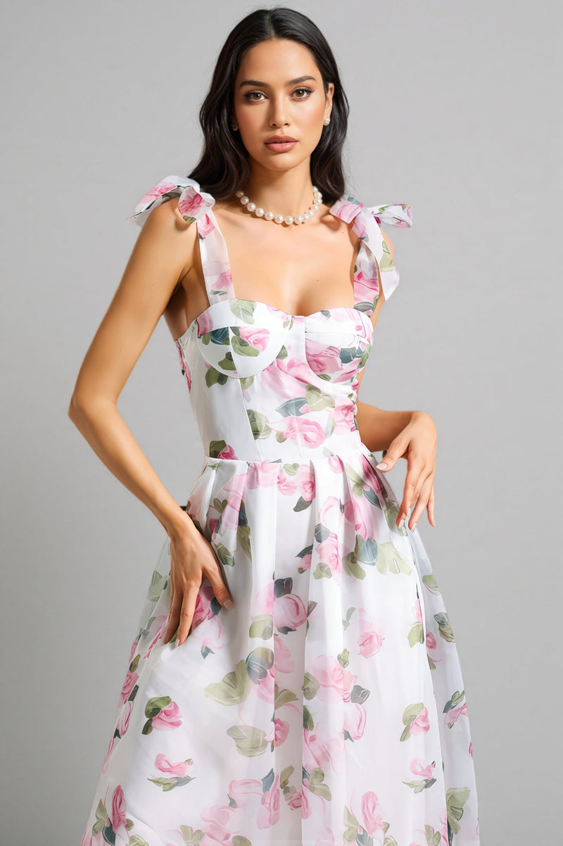 Lyric Printed Strap Midi Dress