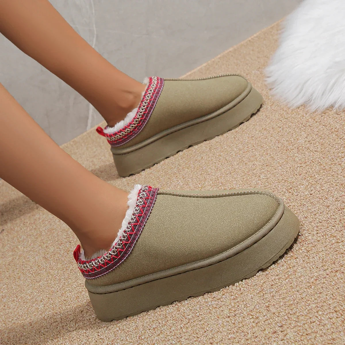 Ankle Flats Platform Stylish Plush Warm Snow Boot