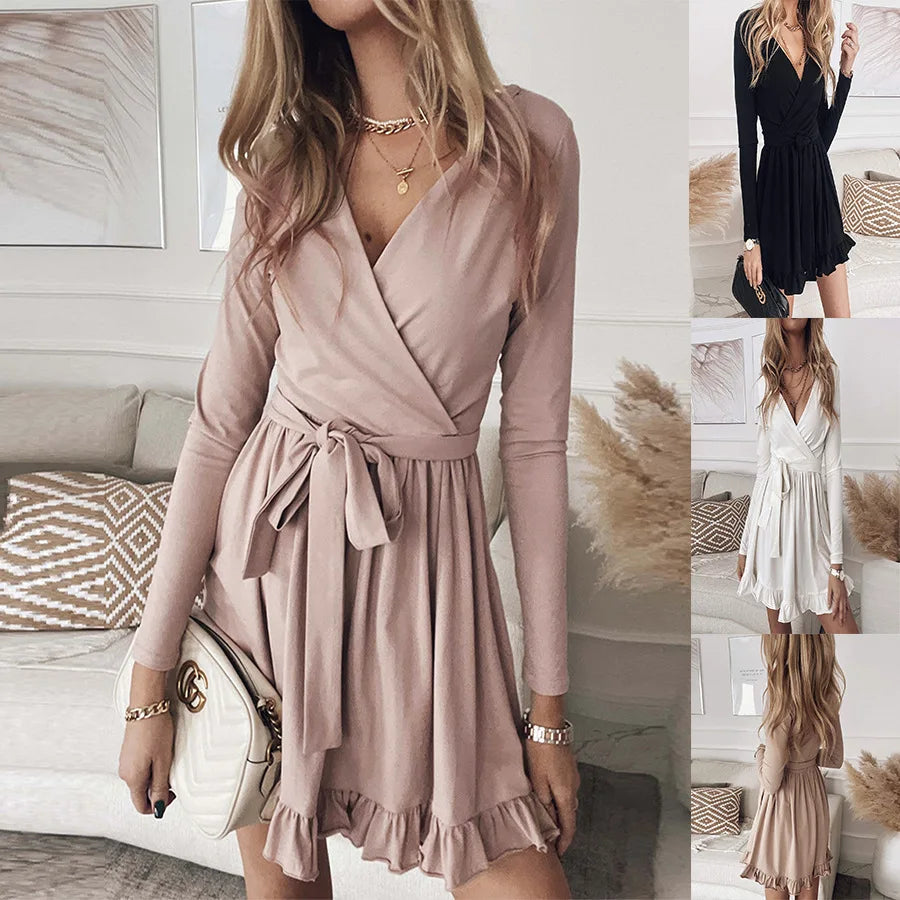 Maxi White Lace-up Long Ruffled Midi Dresses