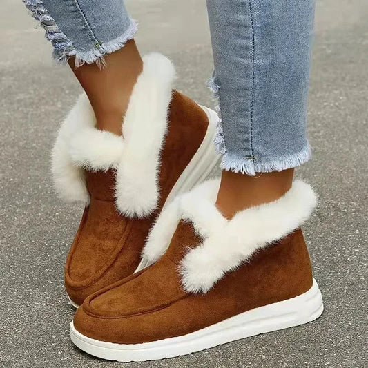 New Comfortable Stylish Slip-on Plush Warm Cozy Ankle Snow Boot