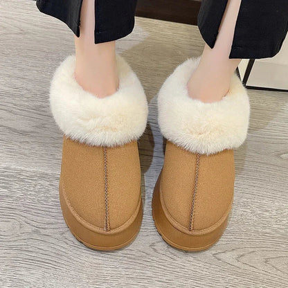 New Warm Boots Winter Flats Shoes Short Plush Fur Ankle Snow Boots Shoes Sport Suede Motorcycle Botas