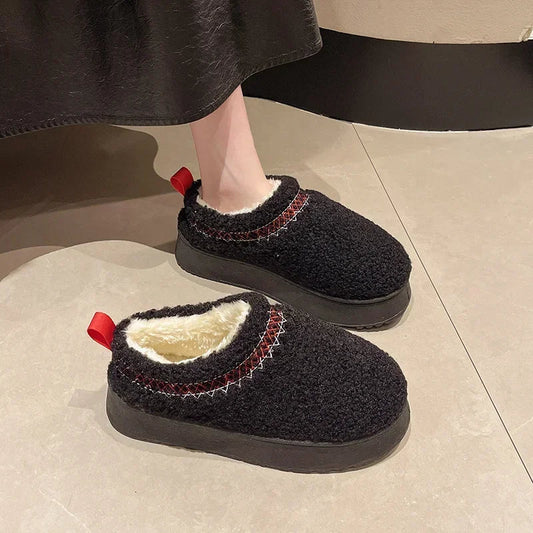 New Warm Fur Ankle Boots Flats Platform Slippers Plush Flip Flops Winter Cotton Shoes for Brand Design Snow Botas