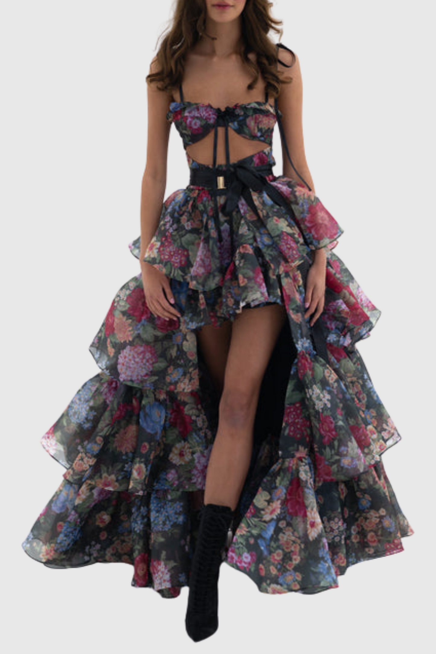 Nicola Cutout Ruffle Skirt Two Piece Set