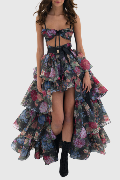 Nicola Cutout Ruffle Skirt Two Piece Set