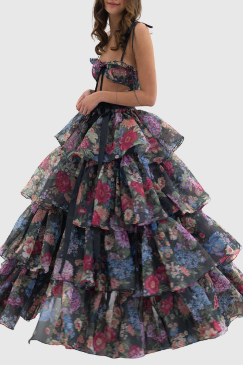 Nicola Cutout Ruffle Skirt Two Piece Set