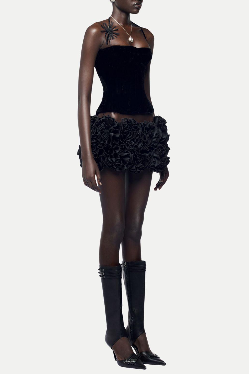 Nuala Lace Up Two Piece Set - Black