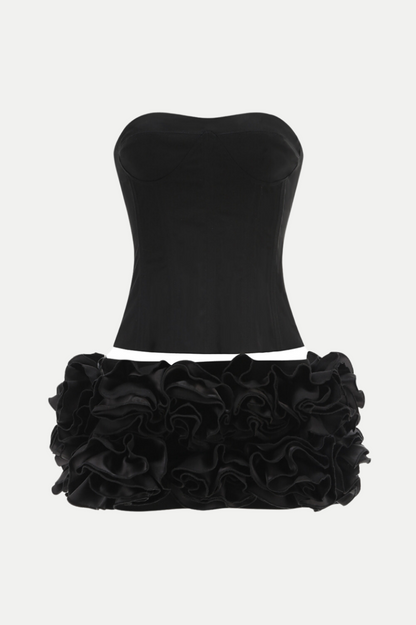 Nuala Lace Up Two Piece Set - Black