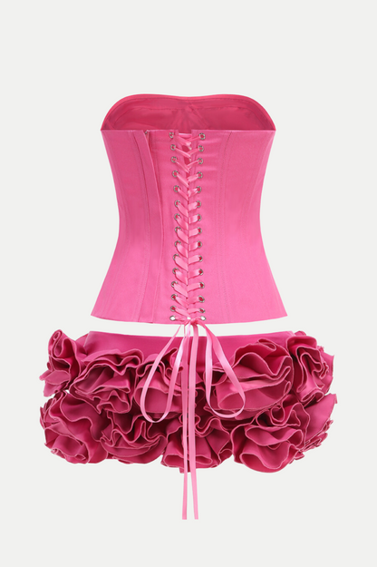 Nuala Lace Up Two Piece Set - Pink