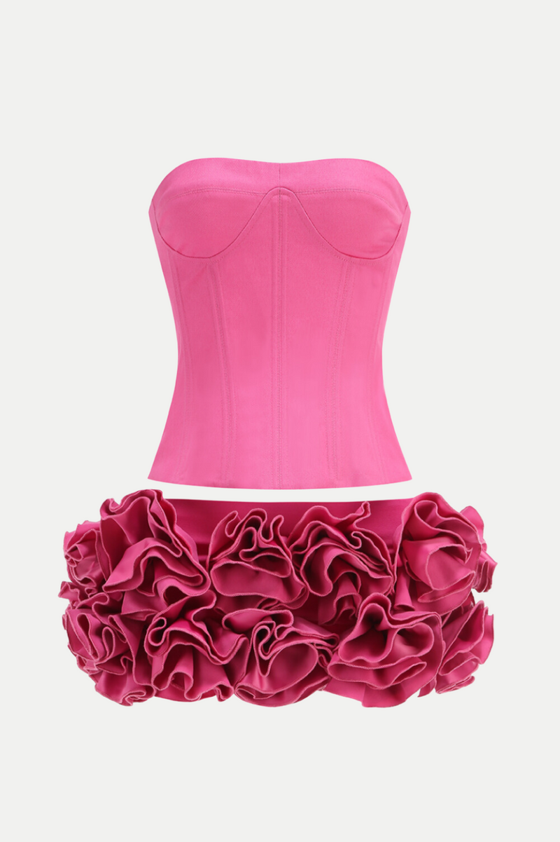 Nuala Lace Up Two Piece Set - Pink