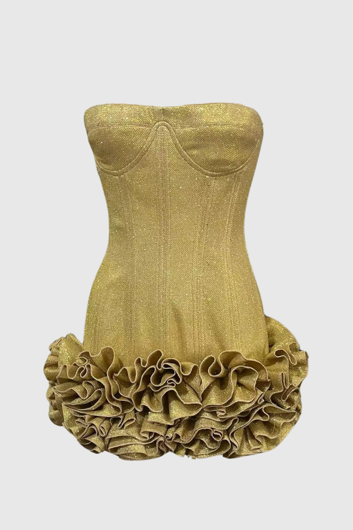 Nuala Glitter Strapless Mini Dress - Gold