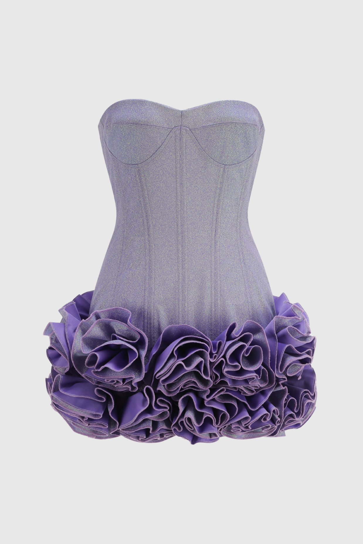 Nuala Glitter Strapless Mini Dress - Purple