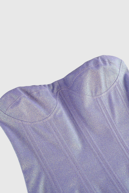 Nuala Glitter Strapless Mini Dress - Purple