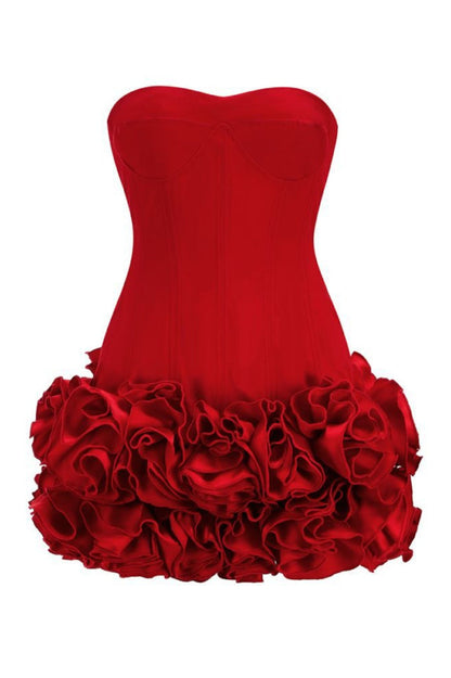 Nuala Strapless Mini Dress - Red