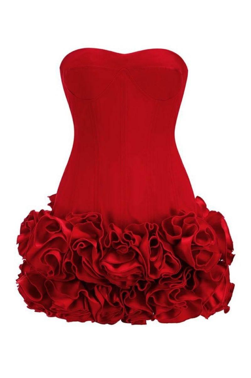 Nuala Strapless Mini Dress - Red