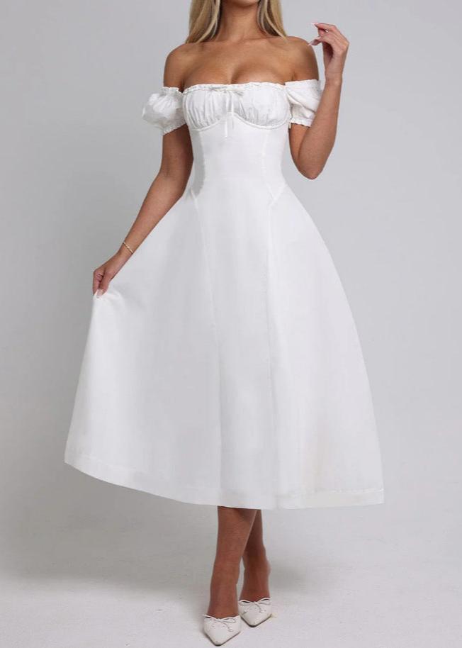 Celeste Lace-up Off-shoulder Dress