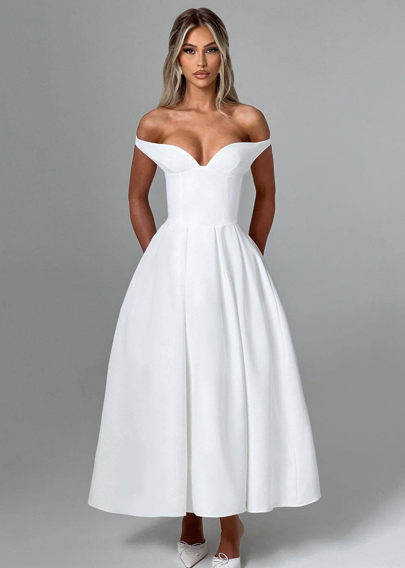 Off-shoulder A-line Gown