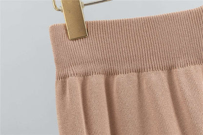 Khaki – Striped Short-sleeve Two Piece Set