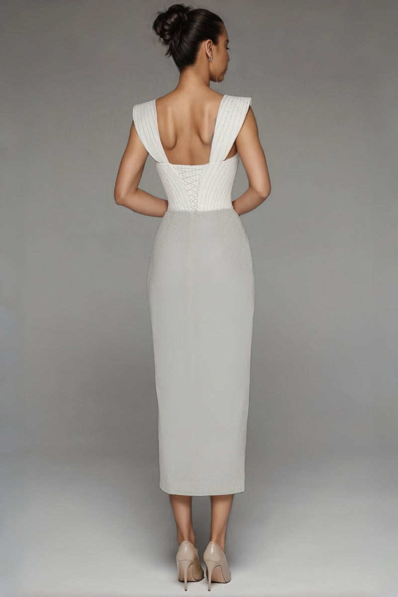 Dune Backless Split Maxi Dress-white