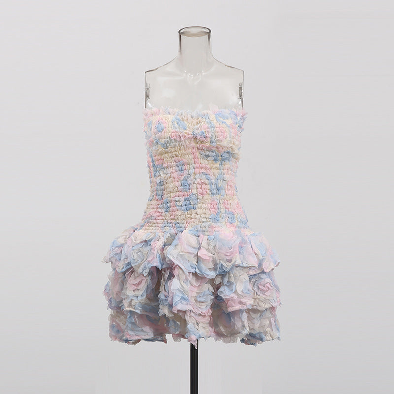 3d Strapless Bodycon Mini Dress _ Summer