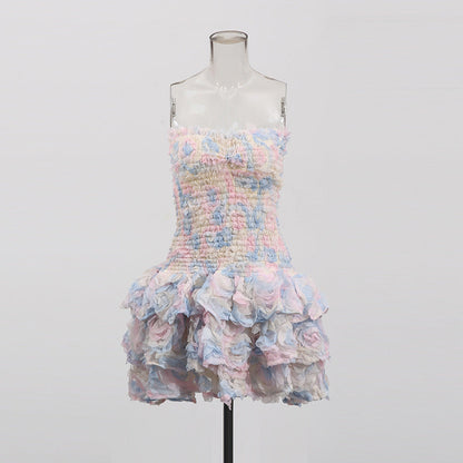 3d Strapless Bodycon Mini Dress _ Summer