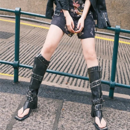 High Hot Genuine Pants Pipe Flip-flops Boots