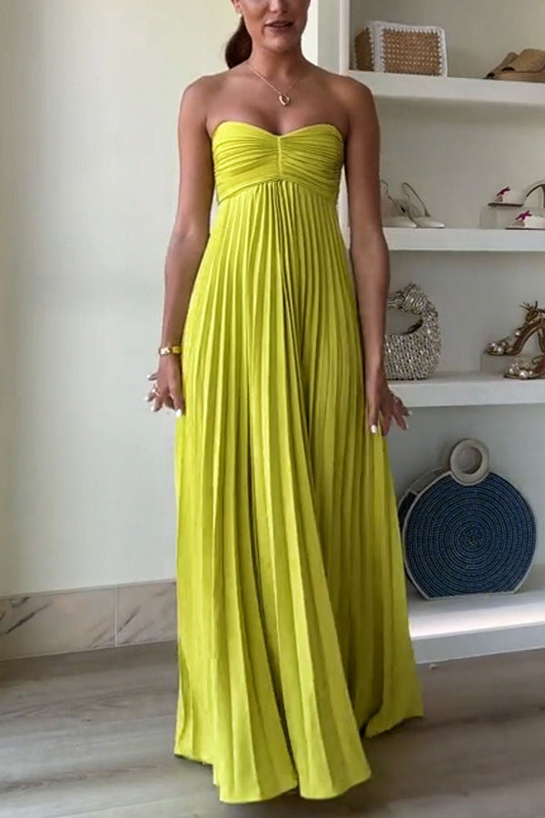 Exquisite Princess Pleated Off Shoulder With Scarf Party Maxi Dress