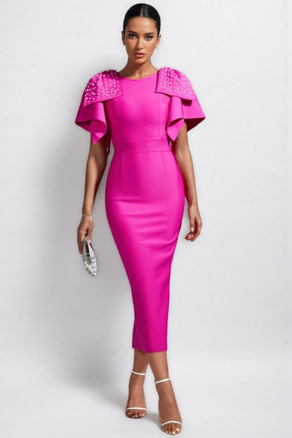 Elara Beaded Skinny Bandage Maxi Dress