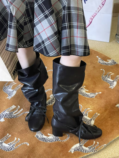 Genuine Retro Niche Design Pants Chunky Platform Below the Boots