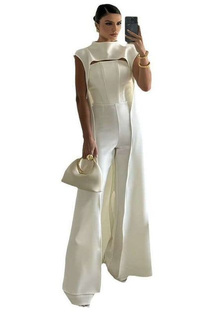 Long Cape Top Slim Jumpsuit Suit